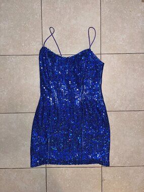 L.A. Glow Brand Blue Disco Ball Dress- Size Medium